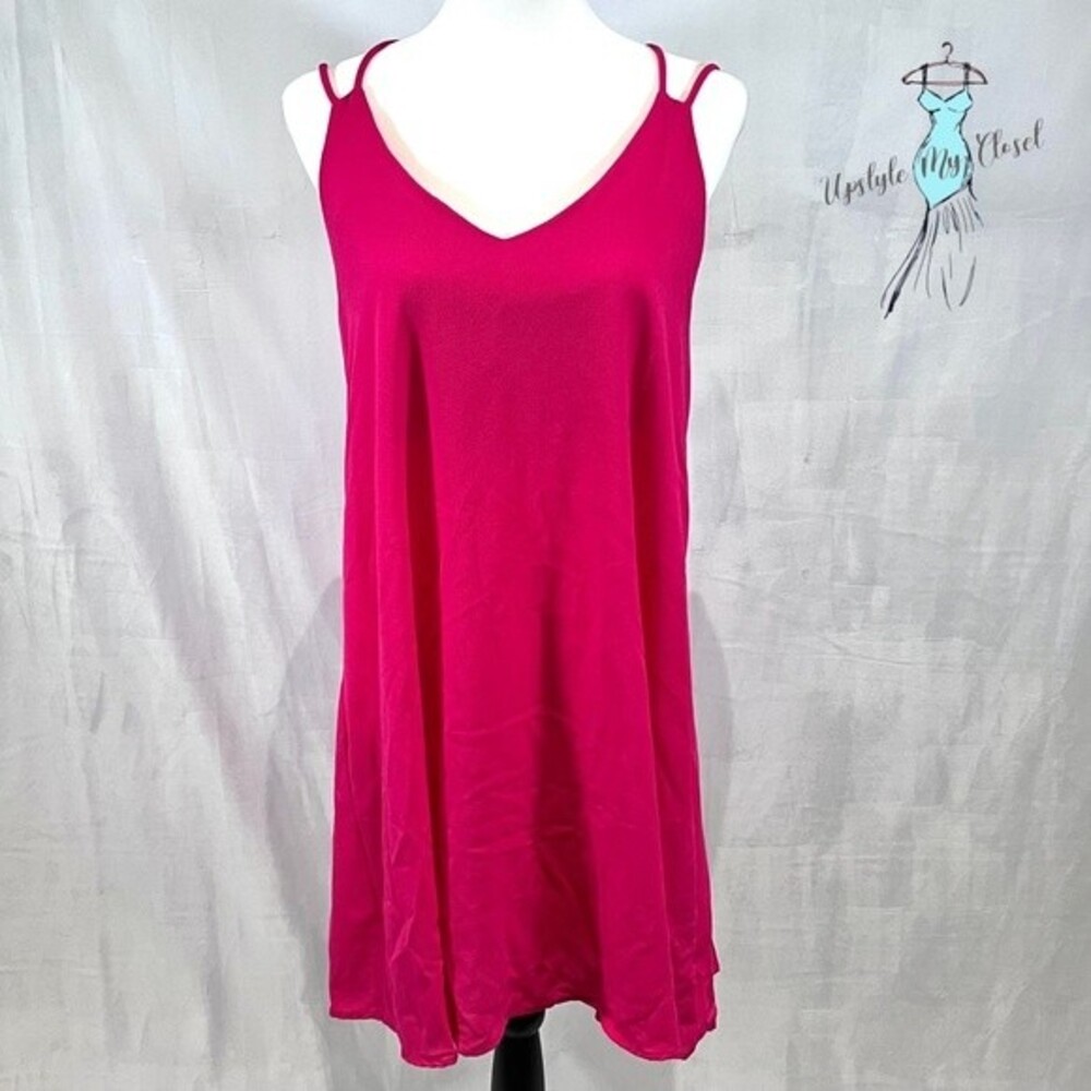 Mittoshop bright pink strappy open back bright pink dress size medium